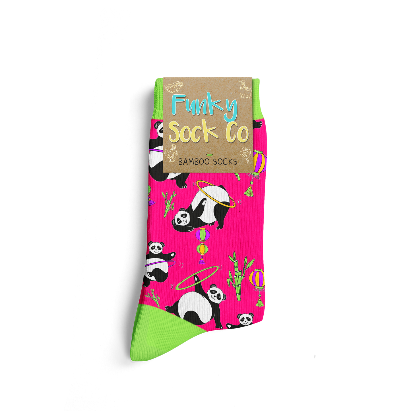 Funky Sock Co Bamboo Socks Single Pair, Hula Hooping Pandas