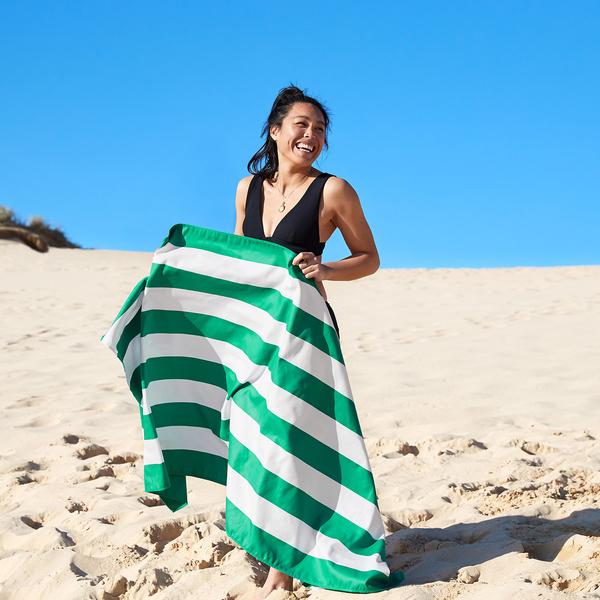 Dock & Bay Quick Dry Beach Towel Cabana Collection Size Large, Cancun Green Pattern