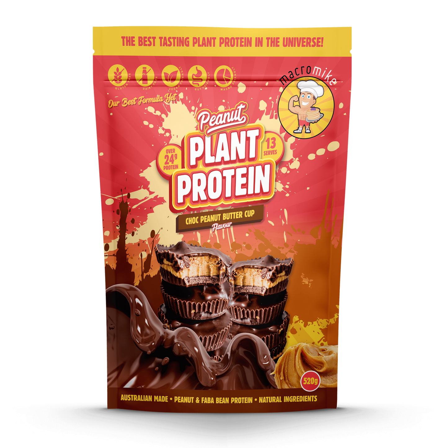 Macro Mike Peanut Plant Protein 520g Or 1kg, Choc Peanut Butter Cup Flavour
