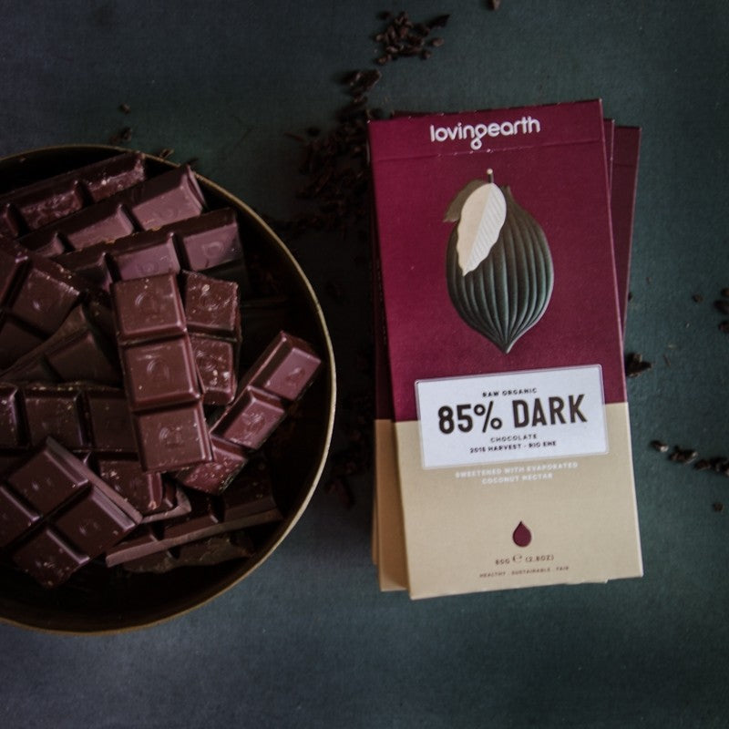 Loving Earth Chocolate 80g, 85% Dark Chocolate