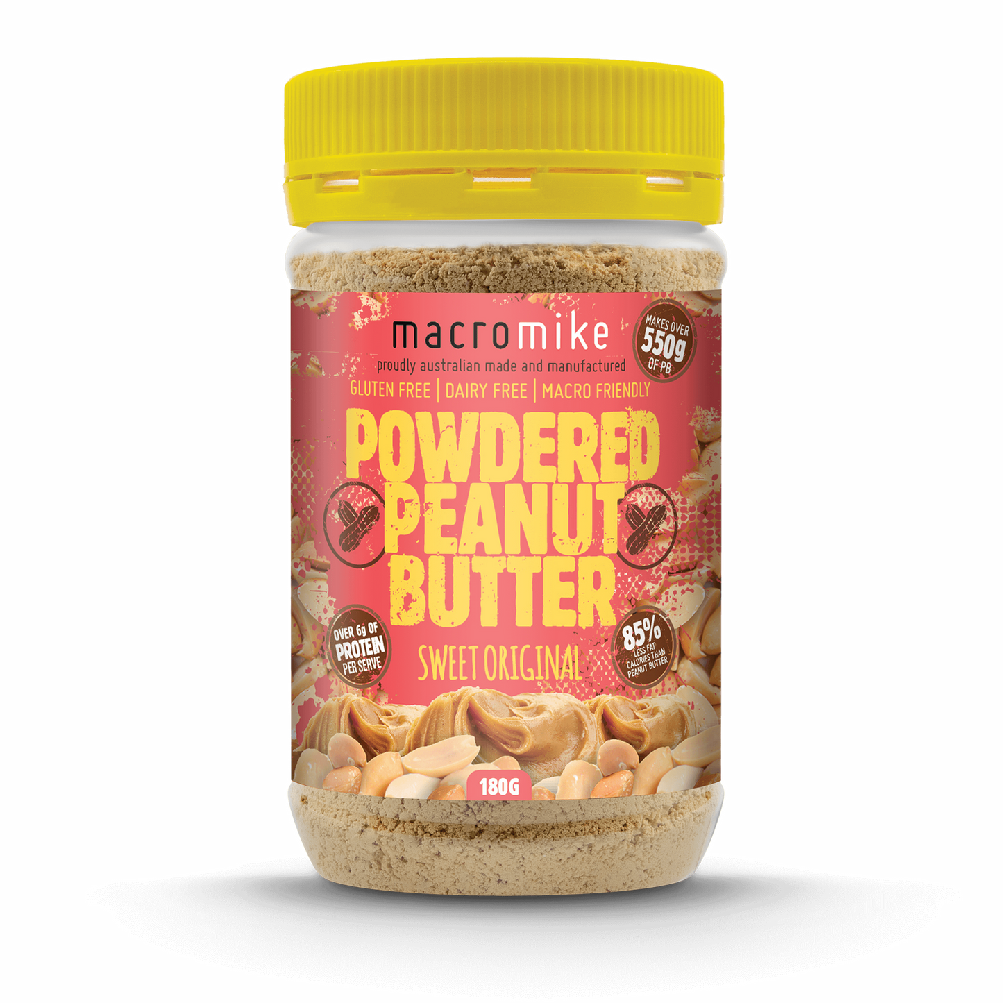 Macro Mike Powdered Peanut Butter 180g, Sweet Original Flavour