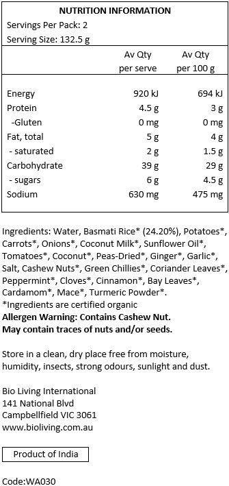 Waah Organic Vegetable Pulao 265g, The Perfect Healthy Staple