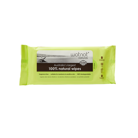 Wotnot Naturals 100% Natural Baby Wipes 20 Pack, Soft Pack Travel Refill