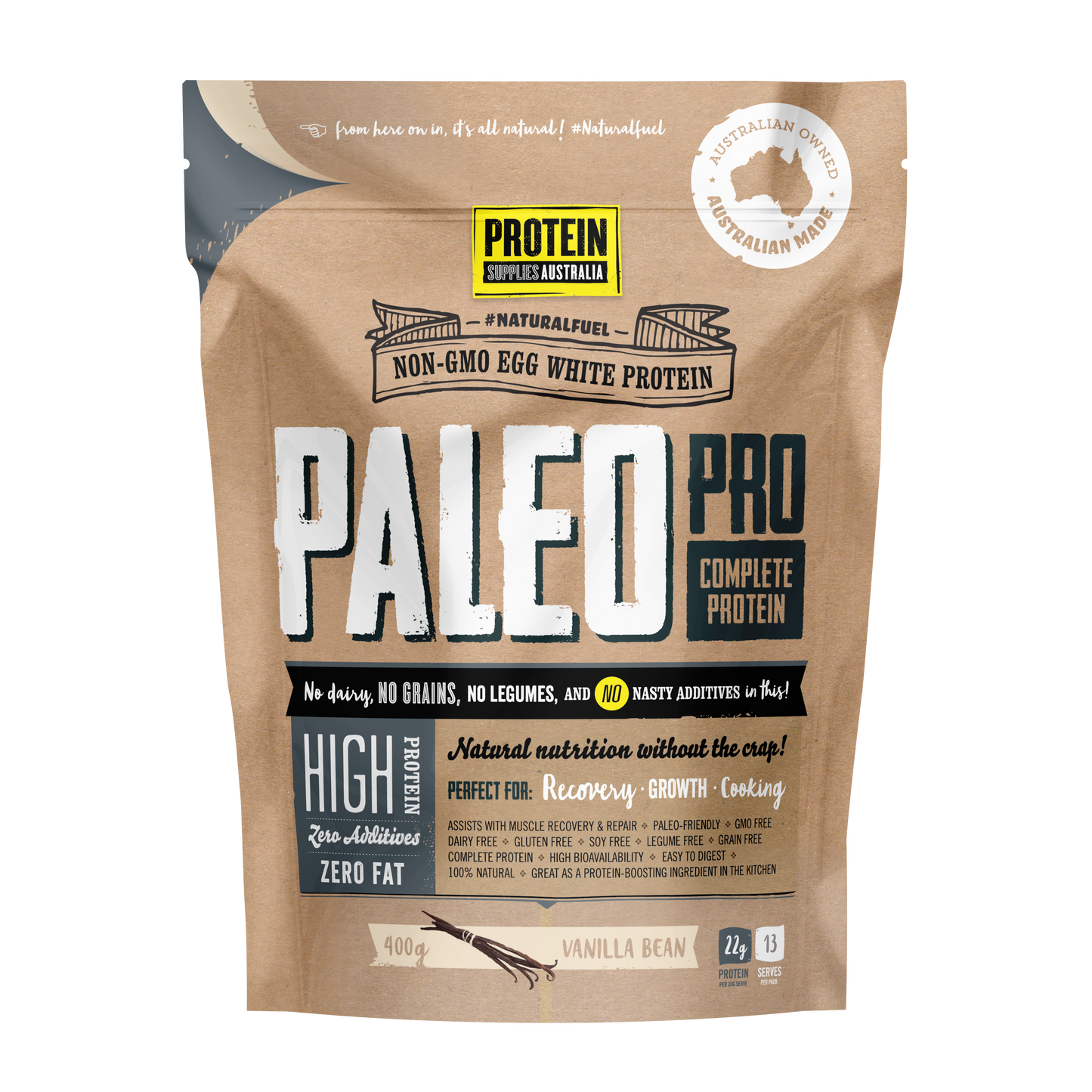 Protein Supplies Australia PaleoPro (Egg White Protein) 400g Or 900g, Vanilla Bean Flavour