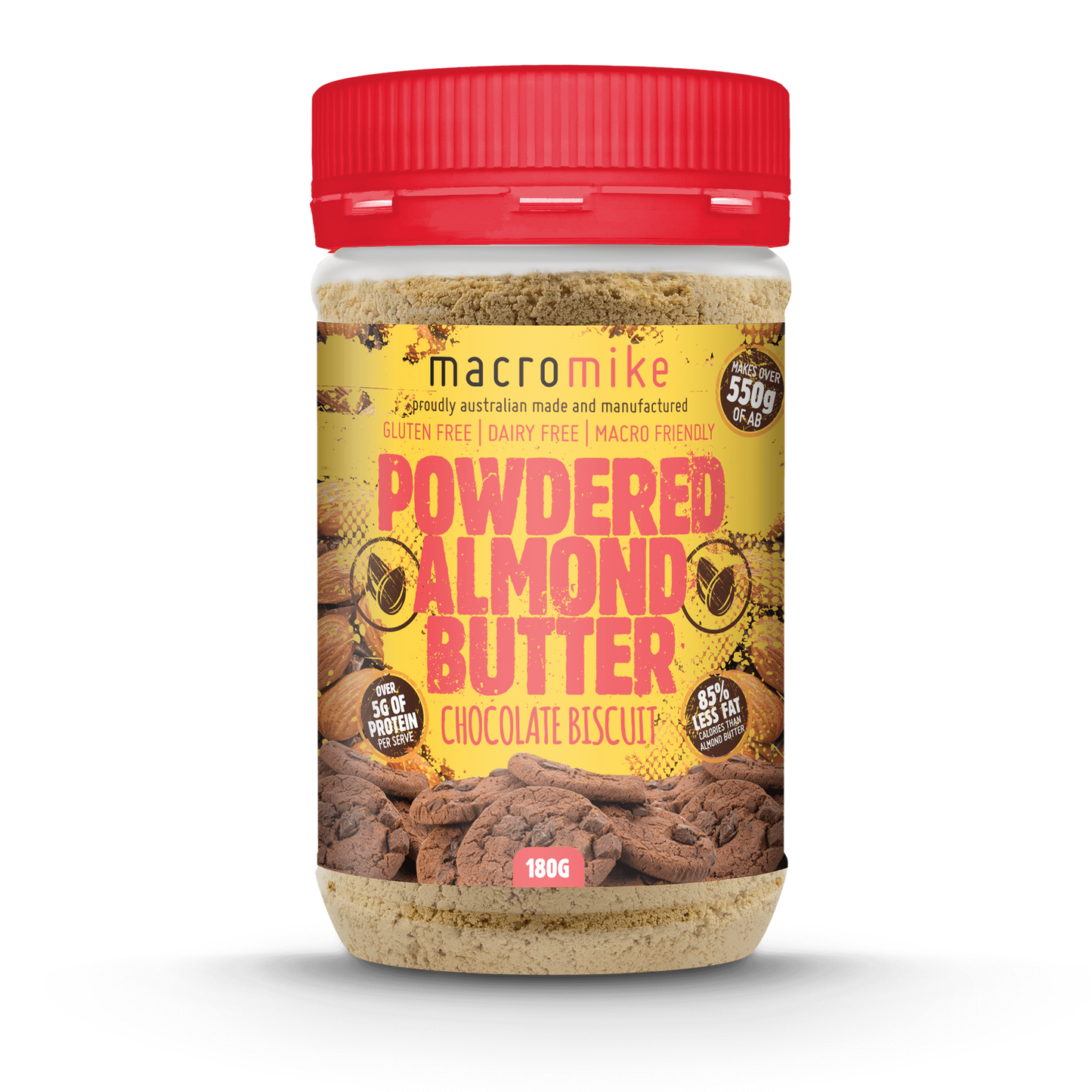 Macro Mike Powdered Almond Butter 180g, Chocolate Biscuit Flavour
