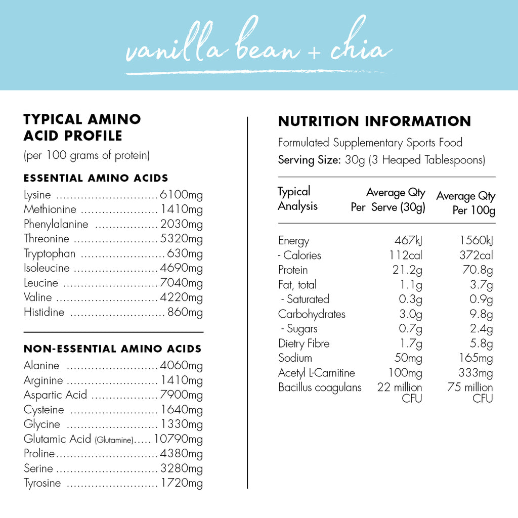 At Health Tummy Loving Lean Whey Protein Isolate 450g Or 900g, Chia & Vanilla Bean Flavour