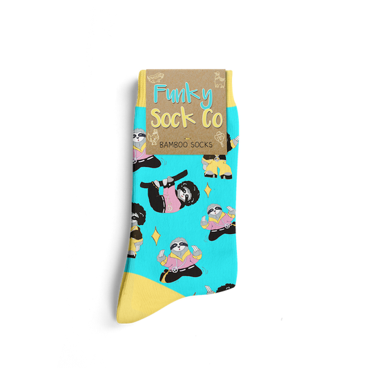 Funky Sock Co Bamboo Socks Single Pair, Funkalicious Disco Sloths