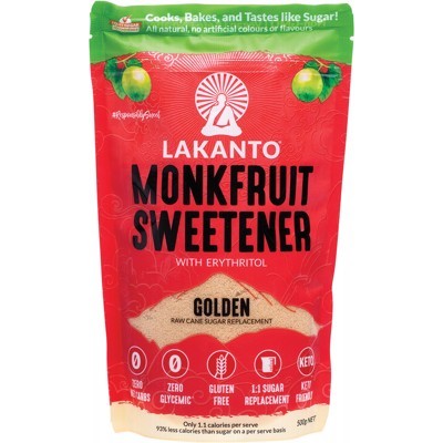 Lakanto Monkfruit Sweetener Raw Cane Sugar Replacement 200g, 500g Or 800g, Golden - Brown Sugar Substitute