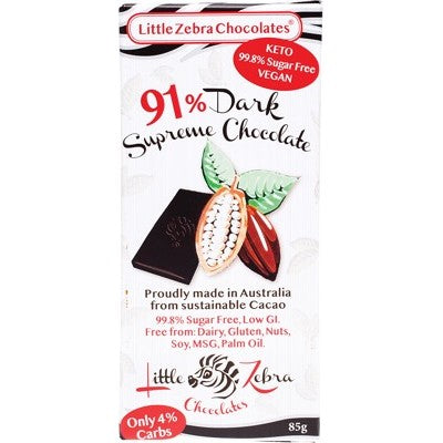 Little Zebra Chocolates Dark Chocolate 85g Dark Supreme 91%