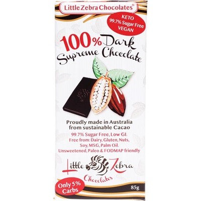 Little Zebra Chocolates Dark Chocolate 85g Dark Supreme 100%