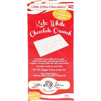 Little Zebra Chocolates Keto White Chocolate 85g Crunch