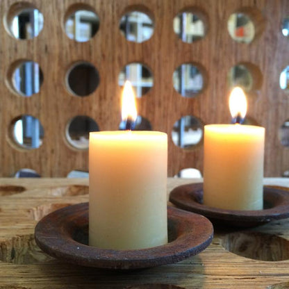 Queen B Pure Australian Beeswax Mini Pillar Candles (3), 8 Hours Burn Time