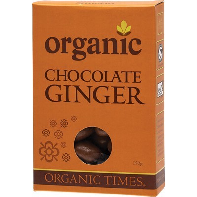 Organic Times Milk Chocolate Coated Ginger 150g, Certified Organic