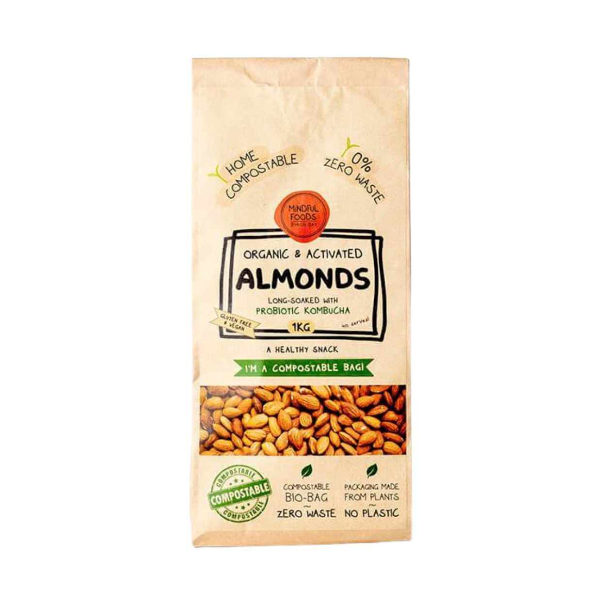 Mindful Foods Almonds 225g, 450g Or 1kg, Organic & Activated; Long Soaked With Probiotic Kombucha