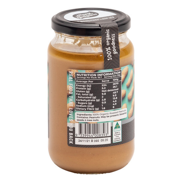 Honest To Goodness Peanut Butter 375g, Smooth & Australian Certified Organic