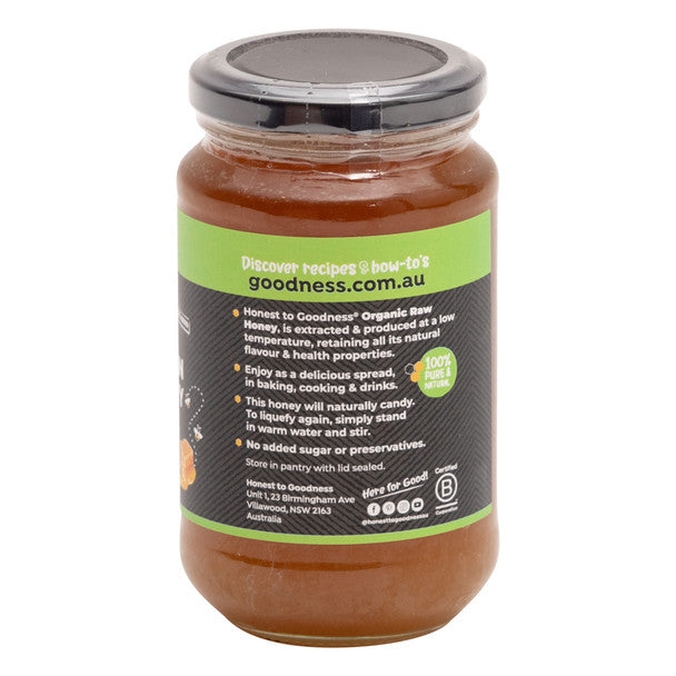 Honest To Goodness 100% Raw Honey 500g, Certified Organic & Australian
