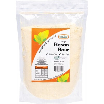 Pure Food Essentials Besan Flour 500g, Certified Organic