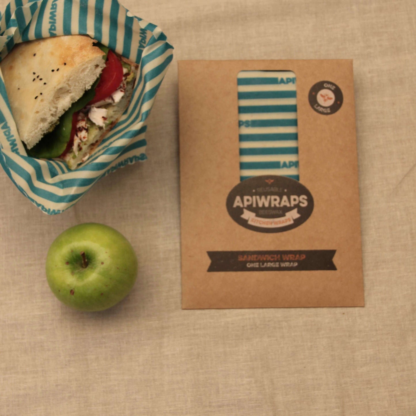 Apiwraps Reusable Beeswax Wraps, Sandwich Wrap, Contains One Large Wrap