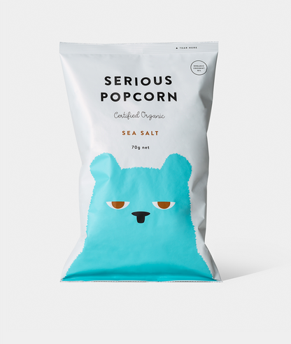 Serious Food Co. Certified Organic Popcorn 70g, Sea Salt Flavour
