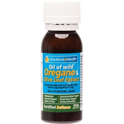 Solutions 4 Health Wild Oregano Oil With Olive Leaf & Peppermint 50ml, Fortified Defence