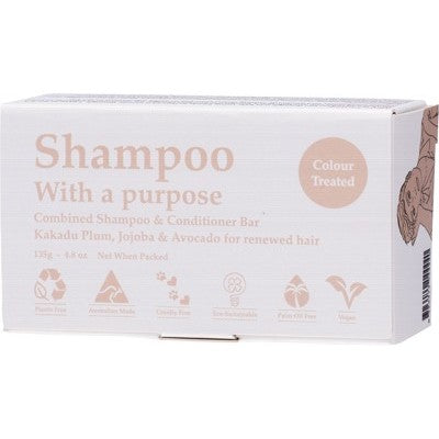Clover Fields Shampoo With A Purpose; Shampoo & Conditioner Bar 135g, For Colour Treated Hair