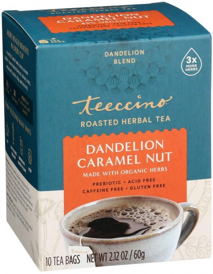Teeccino Dandelion Herbal Tea 10 Or 25 Tea Bags, Caramel Nut Flavour Caffeine-Free