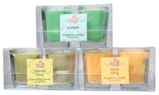 Tulsi Soy Votives In Glass, 2 Pack Please Choose Your Fragrance