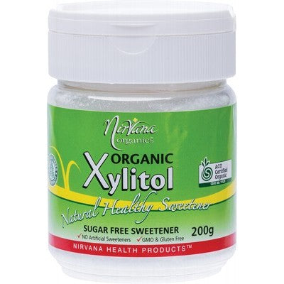 Nirvana Organics Xylitol Refillable Shaker 200g, Certified Organic