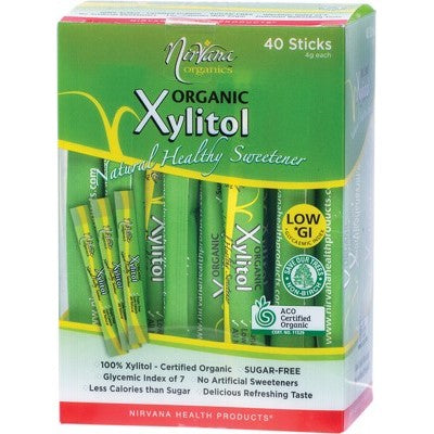 Nirvana Organics Xylitol Sticks 40 Sticks x 4g Each, Certified Organic