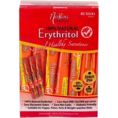 Nirvana Originals Erythritol Sticks 40 Sticks x 4g Each, Single Use Sachets